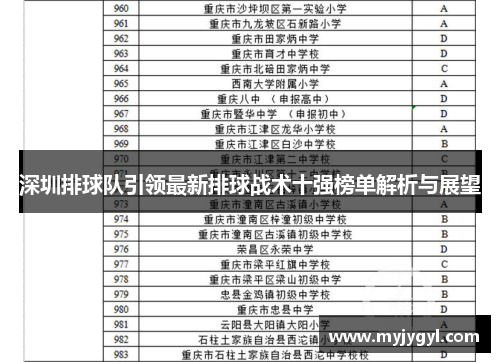 深圳排球队引领最新排球战术十强榜单解析与展望